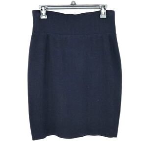 Laurel Escada Sweater Skirt Womens 8 US 40 EU Navy Blue Wool Knit Pull On Vtg